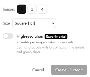 Choosing generation options for marketing images
