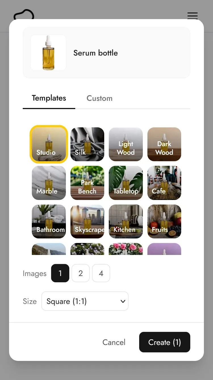 Generating product scenes in the app